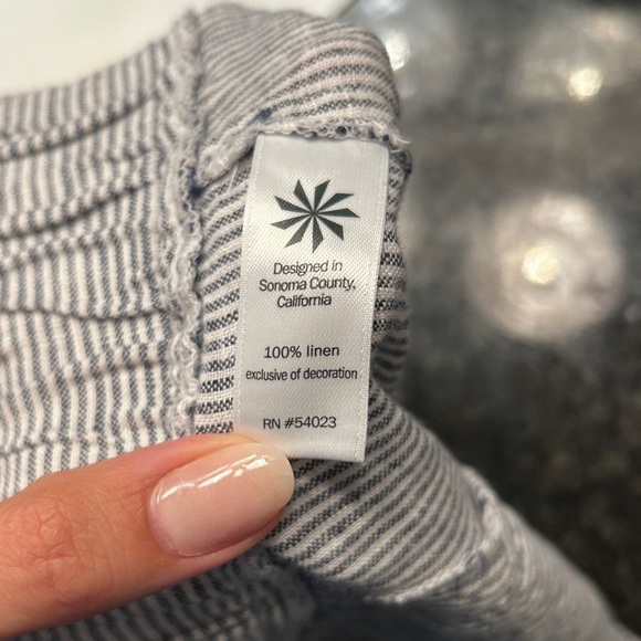 Athleta Pants Wide Leg Linen Bali Trouser Drawstring Stripe 100% Linen - Picture 6 of 10